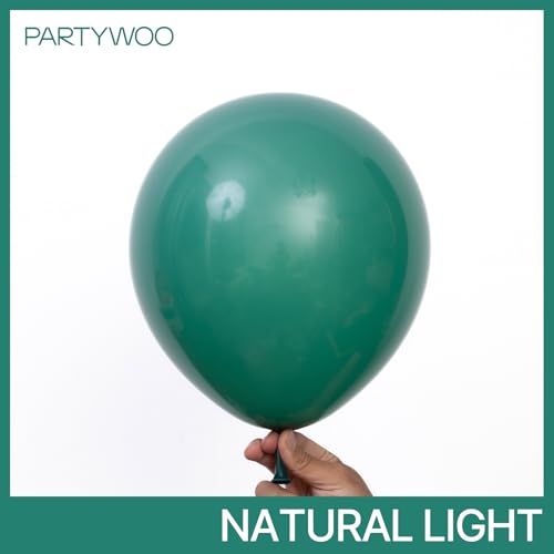 Image of PartyWoo Dark Green Balloons 50pcs Emerald Hunter Forest Green Boho Neutral