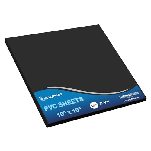 Image of Mega Format Expanded PVC Plastic Sheets - 10 inch X 10 inch Rigid Black Sheet for Crafts, Signage, & Displays - Sintra, Celtec PVC Board - Waterproof for Outdoors Use - 1 /2 inch 12mm Thick - 1-Pk-Black