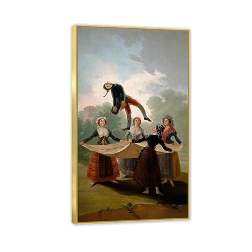 Toile Francisco Goya peinture à l'huile Le mannequin de paille cadre doré affiche 100x60