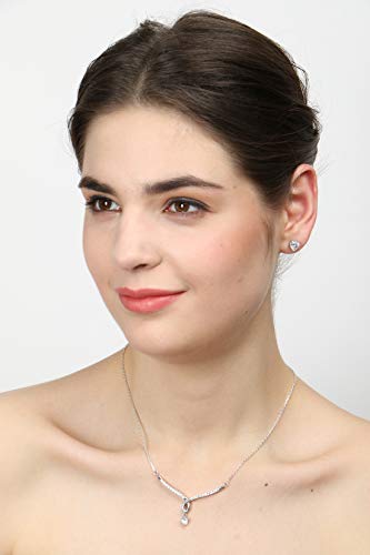 Clara 925 Sterling Silver Mila Pendant Earring Chain Jewellery Set | Platinum Plated, Swiss Zirconia | Gift for Women & Girls - Image 6