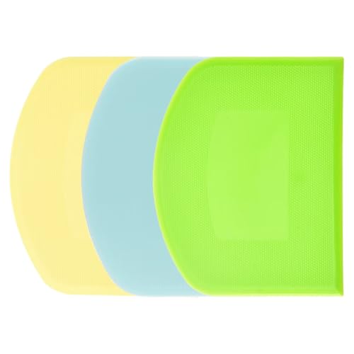 Teigschaberkarte Kunststoff, 3 Stück Schüsselschaber, Dough Scraper Plastic, Teigschneider für Teigkuchen, Pizza, Backwerkzeug (Blau/Grün/Gelb)