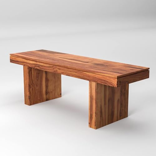 Image of Solid Wood Strong & Durable Seating Bench for Home and Office, Multipurpose Seating Bench, Balcouny /Outdoor /Daining Bench - 52x16x18 Inch, Natural Finish