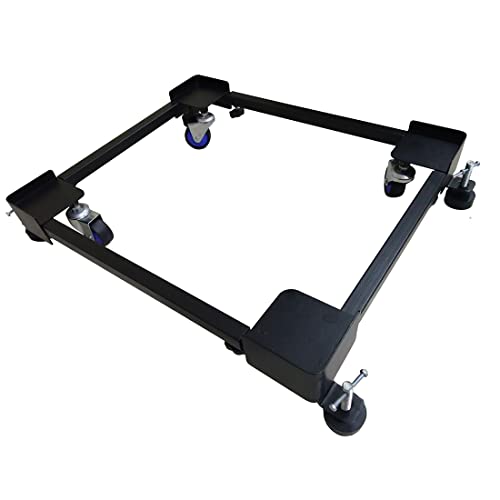 Image of Smart Shelter Washing Machine Trolley for Fully and Semi Automatic, Front or Top Load, Fridge and Dishwasher Stand, Adjustable Metal and Wheels, Capacity 170Kg, Black (Min:16.5 inchx19.5 inch,Max: 25 inchx32 inch)