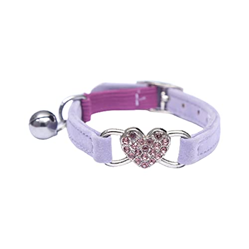 Rutaqian Katzenhalsband, Schnellverschluss Katzenhalsband Mit Glocke, Verstellbarer Kätzchenhalsband Gürtel Haustierhalskette Haustierzubehör, 28cm X 1cm Violett Cover