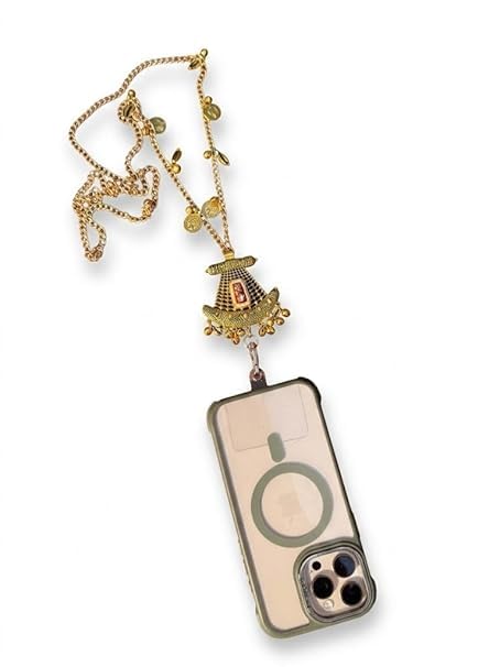 Gold Metal Chain Lanyard with Decorative Pendant for Women | Stylish Mobile Phone Chain Strap | ID Card Holder Neck Lanyard | Fashion Accessory for Keys, Badges, Phones & Daily Use-image-33