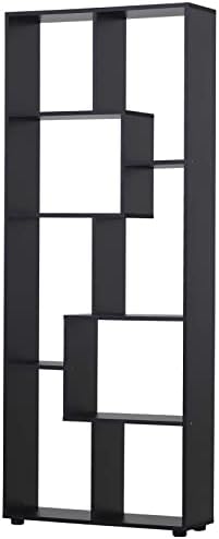 HOMCOM 8-Tier Freestanding Bookcase w/ Melamine Surface Anti-Tipping Foot Pads Home Display Storage Grid Stand Bedroom Living Room Furniture Modern Style - Black