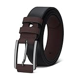 VANNANBA Men's Casual Leather Belt with Black Harness Buckle-Modern & Fashion Dress Belt for Work Business and Casual(36