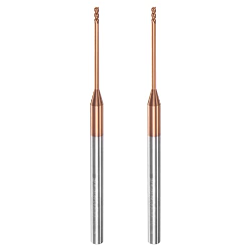 Image of HARFINGTON 2pcs Square Nose End Mill 4mm Shank 1.5mm x 25mm AlTiSin Coated Solid Carbide Long Reach Extended Neck 4 Flutes CNC Router Bit Milling Cutter for Stainless Steel Hardened Steel