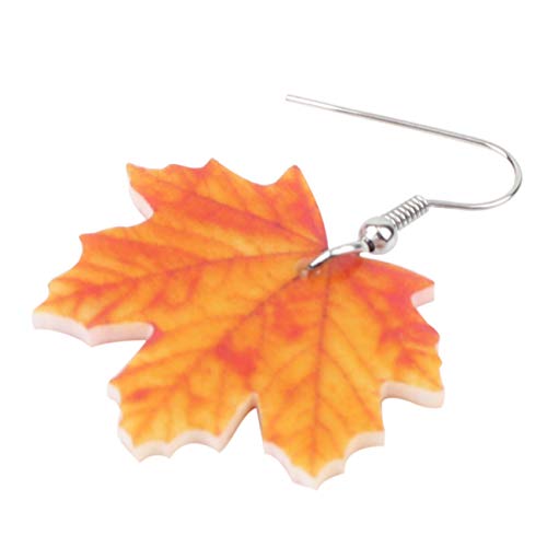 WEVENI Acrylic Fall Maple Leaf Earrings Dangle Novelty Autumn Plant Fruit Jewelry For Women Orange Leaves Gifts4