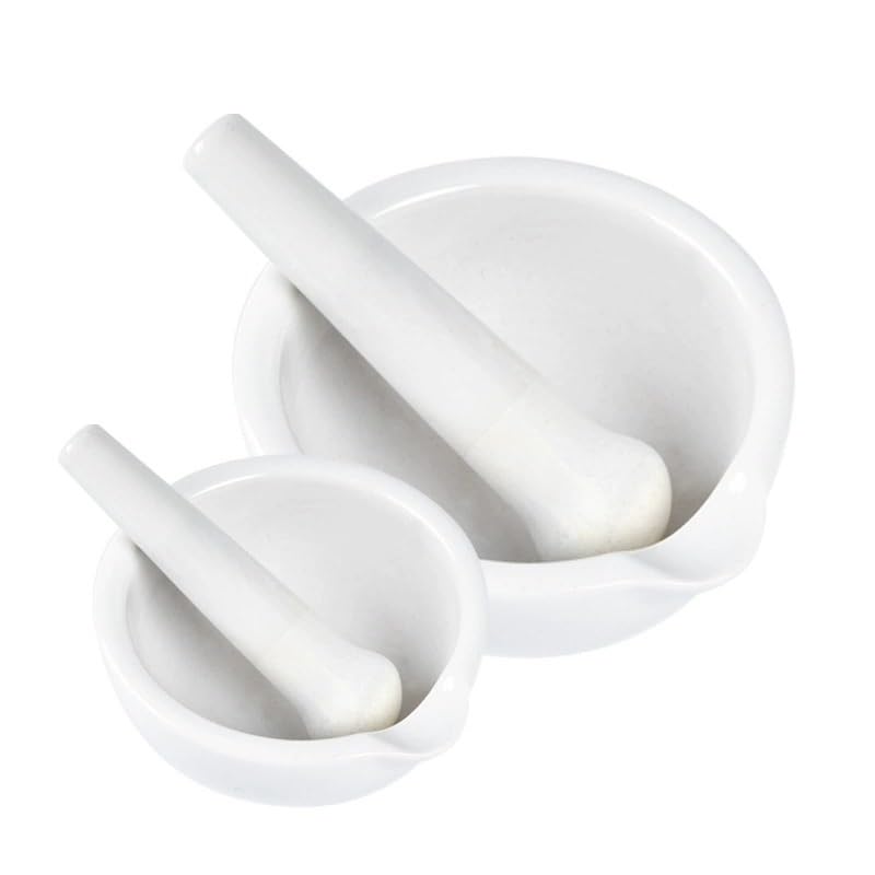 Lab Porcelain Mortar and Pestle Set - 60mm, 80mm, 100mm, 130mm, 160mm for Mixing and Grinding(80mm)