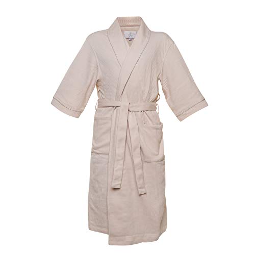 CHADSWORTH & HAIG Knit Bathrobe, Lightweight, Super Soft Regent Classic Waffle Robe. Hotel & Spa Quality, Women, Men, Unisex SAND S