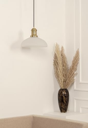 Image of Divine Trends Ribbed Frosted Glass Pendant Hanging Light with Antique Brass Finish | Hanging Lights for Living Room, Bedroom, Kitchen, Dining | Ceiling Lamp for Home Decoration - Pack of 1