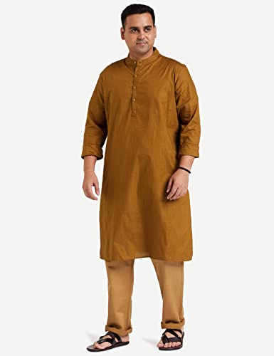 Image of Amazon Brand - Symbol Men's 100% Cotton Solid Long Length Casual Kurta - Regular Fit (Available in Plus Sizes)