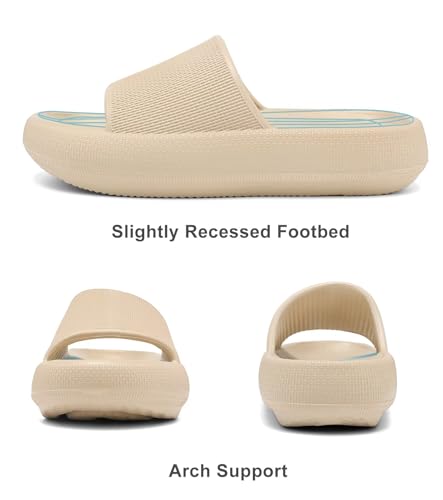 Image of Haifago Cloud Slide Sandals for Women Comfort Recovery Pillow Sandal, Lightweight House Bathroom Shower Slippers Adjustable Double Buckle Platform Slide
