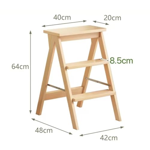 Taburete plegable de 3 escalones, escalera de madera portátil para cocina 7