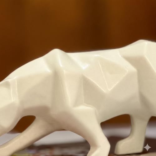 Image of Home Decor Ceramic Figurines Showpiece Decorative Figurines, Gifting Idol Abstract Statue Matte Finish (Panther White)