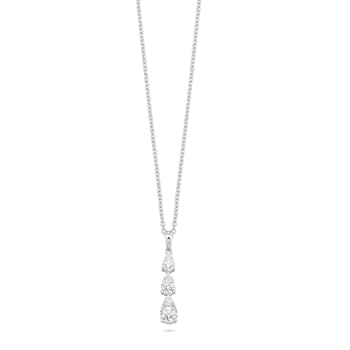 Diamond Delight 2/5 Carat Real Natural Diamond Trilogy Pendant Necklace for Women - 14k White Gold Pendant for Her - 18 Inch Chain Necklace in Elegant Graduated Design (F, VS1, 0.40 cttw) Lobster Claw3