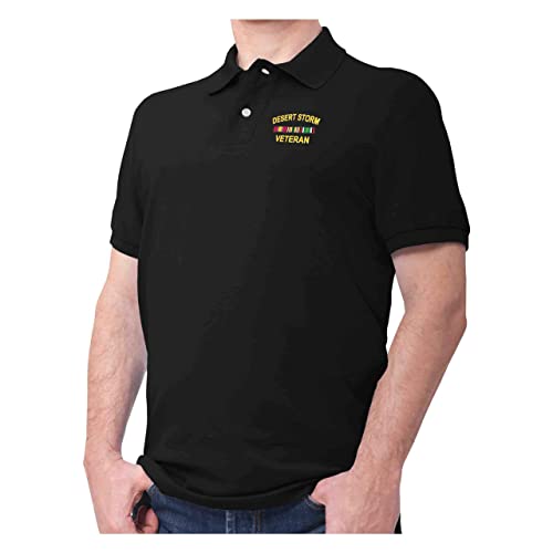 Desert Storm Veteran Polo Shirt - Embroidered with Service Ribbons & Text2