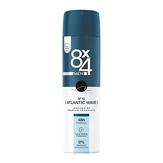 8X4 Män N°10 Atlantic Wave deodorant spray (150 ml), män deodorant, maskulin fräsch doft, deodorant utan aluminium (ACH), deodorant med 48h skydd