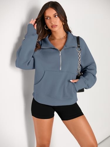 Image of AUTOMET Womens Sweatshirts Half Zip Cropped Pullover Fleece Quarter Zipper Hoodies 2026 Fall Fashion Outfits Clothes