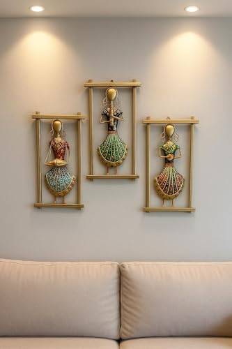 Image of Rajasthani Decorative Items Metal Frame (12 x 6.5 Inch) | Home decoration Item for living room Wall Hangings Traditional Wall Decor for Living Room & Home Decoration | Artistic Wall Hanging metal wall decor | Wall Decor Items for Home