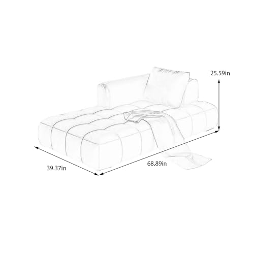 Image of LEGACY OF COMFORT Azure Solid Wood Frame Indoor Chaise Lounges Upholstered Chaise Lounge for Living Room (Right Hand Side, Grey Leatherette)