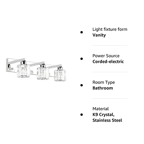 Aipsun Crystal Vanity Light Fixtures Modern Vanity Light For Bathroom Crystal Bathroom Lighting Fixture Wall Light Over Mirror 3 Lights(Not Include Bulb) #TOP7