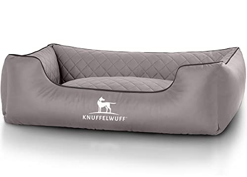 Knuffelwuff Hundebett Kunstleder Hundekorb Hundesofa Hundekissen Hundekörbchen waschbar Milan, M-L 85 x 63cm, grau