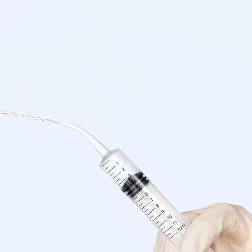 10 pack dental syringes with curved tip disposable gradient dental irrigation syringes for oral dental care tonsil stone removal laboratory feeding small pets curved measurable 12ml transparent 10