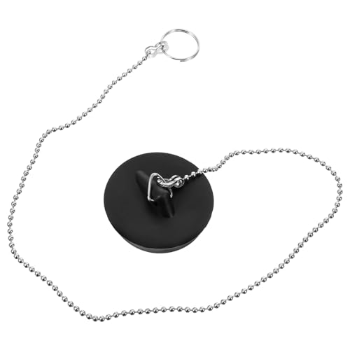 UKCOCO Tapón de Goma con Cadena para Bañera Cubierta Antidesbordamiento para Desagüe de Baño Resistente al Agua Fácil de Limpiar Compatible con Lavabos y Drenajes Estándar