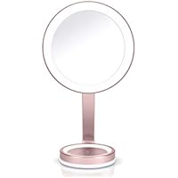 BaByliss 9450E Espejo de Maquillaje Luminoso con Aumento x10 Imantado, Iluminación LED, 3 Luces de Ambiente, 2 Luces Nocturnas, Ultra Fino, Diseño Minimalista, Cromado
