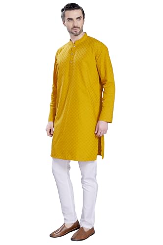 Image of DIVISIVE Men's Thread Embroidered Cotton Only Slim Fit Kurta