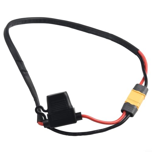Yuanpgky Elektrisches Stromkabel, 14 AWG, Silikondraht mit 50 A wasserdichter Sicherung für XT60, hochbeständiges Entladungskabel für E-Bike-Akku und Controller