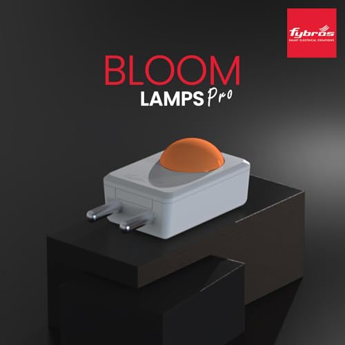 Image of FYBROS Bloom Pro LED Night Lamp | 0.5W | Orange Light | Indirect Lighting | 2-Pin Plug | Energy Efficient | Low Power Consumption | Ideal for Bedroom, Kids Room, Hallway | Pack of 1