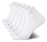 Reebok Mens Quarter Socks - 6 Pack Moisture Wicking Performance Stretch Athletic Ankle Socks for Men (Sizes: 6-12.5), Size 6-12.5, All White
