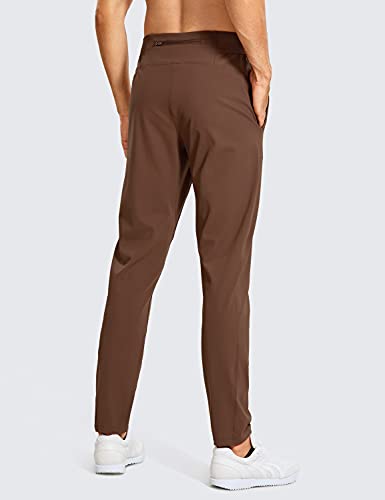 Crz Yoga Men's 4-Way Stretch Athletic Pants With Pockets 30"-Comfy Workout Track Pants Running Gym Sweatpants Tapred Joggers Dark Brown Large #TOP1