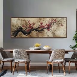Art floral japonais pour salon déco murale zen panoramique - 3