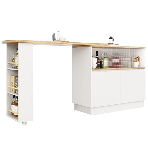 Azkoeesy Bartisch Esstisch 360° drehbare mit Stauraum, 90 x 45 x...