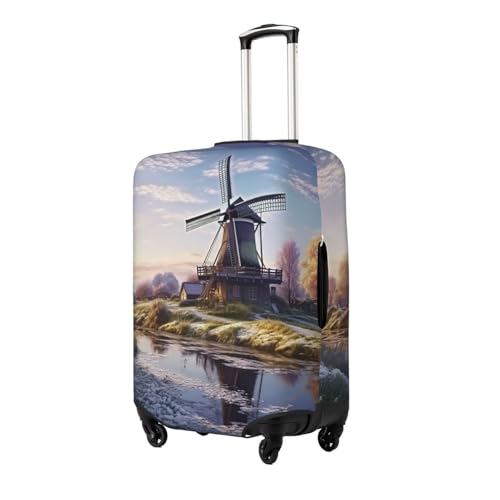 Landscape with a Traditional Windmill Luggage Cover Washable Suitcase Cover Tsa Approved Elastic Spandex Suitcase Protector Anti-Scratch Travel Baggage Covers Fit 18-32 Inch Luggage2