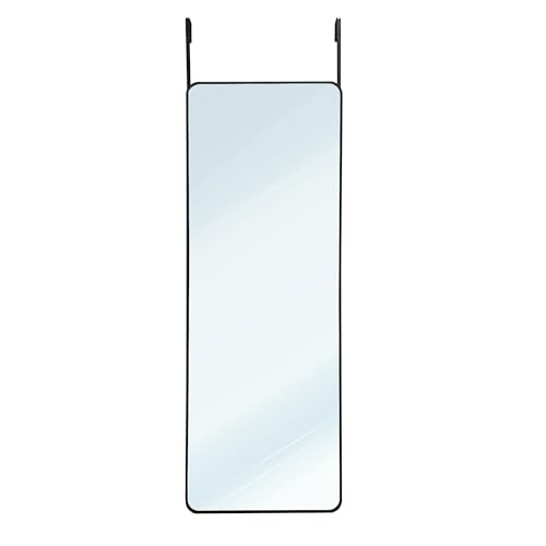 Nyana Espejo Metálico de Puerta Metal Square Edge MAX 110x40 cm Home | Marco Negro Minimalista | Diseño Edge con Bordes Finos | Espejo de Cuerpo Entero con Anclaje Superior