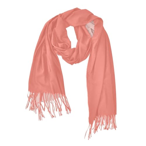 GuoChe Écharpes d'hiver pour femmes rouge saumon pour robes de soirée grandes écharpes chaudes et douces