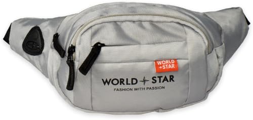 World Star Polyester Waist Pack Travel Handy Hiking Zip Pouch Document Money Phone Belt Sport Bag for Men and Women and Adult | Grey | Fluffy Grey Waist Bag