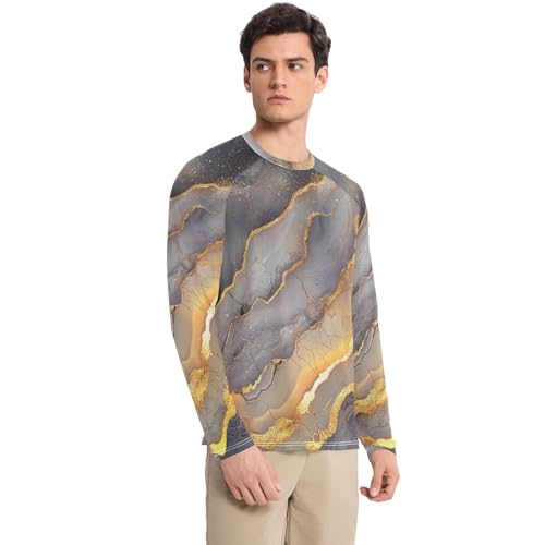 Marble Brown Grey Men's Rash Guard Elastic Elasticity UV Protective Clothing Beach3