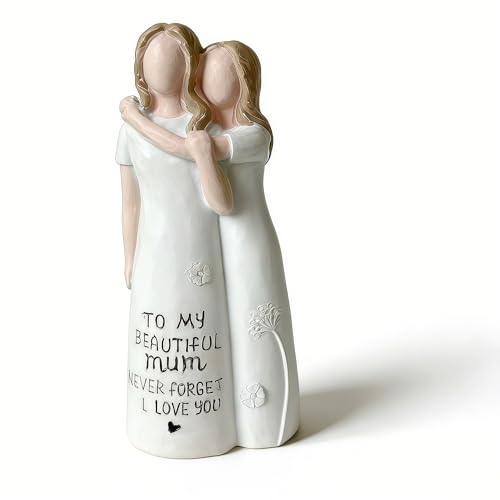 Figura decorativa madre e hija en resina