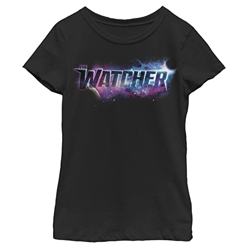 T-Shirt pour Les Filles Marvel Watch Galaxy Noir en Coton Fort