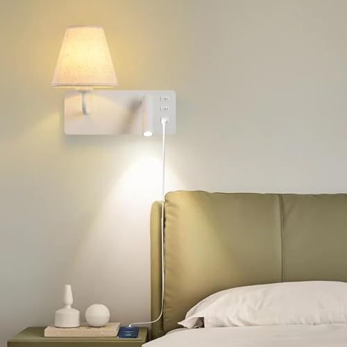 Apliques de pared para sala de estar con foco giratorio blanco 6