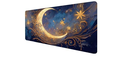 Tapis de souris XXL finitions cousues grand tapis de bureau motif lune pour PC