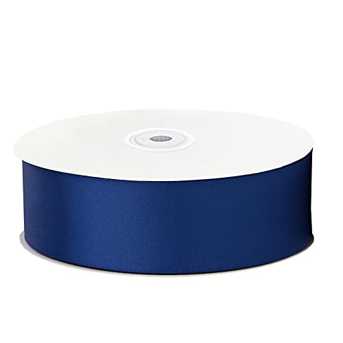 Image of Solid Color Double Faced Navy Blue Satin Ribbon 1-1 /2 inch X 25 Yards, Ribbons Perfect for Crafts, Wedding Decor, Bow Making, Sewing, Gift Package Wrapping and More