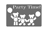 Party Time! Bears Reusable Sturdy Stencil Clear Plastic Sheet Template Cutout 6 Mil Translucent for Airbrush Painting Wall Drawing 1-5x8 inch Custom Cut Stencil, ND-95