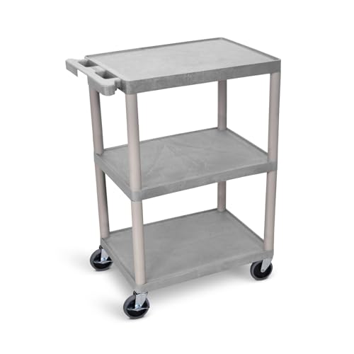 Image of Luxor HE34 Utility Cart (Pack of 25) 3 Shelves Structural Foam Plastic - Gray